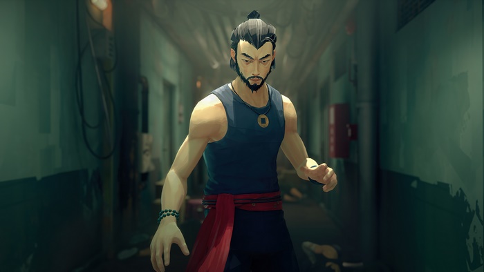 Sifu character in a hallway