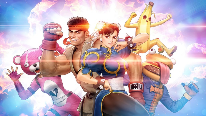 Ryu and Chun-Li from Street Fighter with Fortnite characters