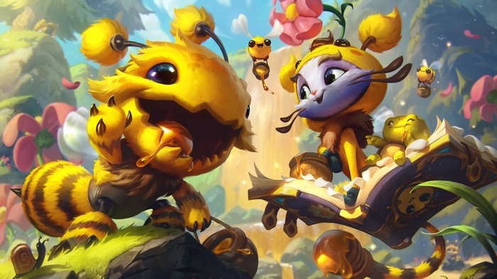 Bee Kog'Maw and Yuumi from League of Legends