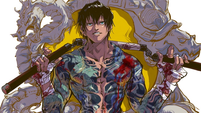 Toji Fushiguro from Jujutsu Kaisen with Dragon