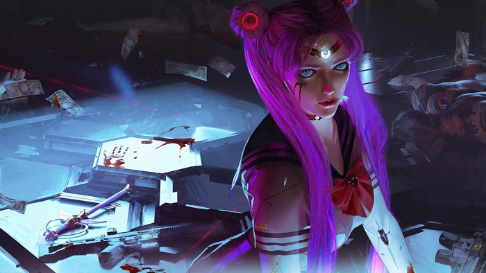 Sailor Moon in Cyberpunk 4K
