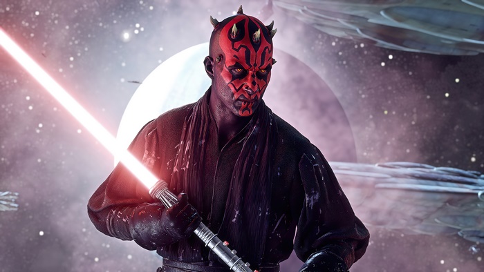 Darth Maul from Star Wars with a lightsaber