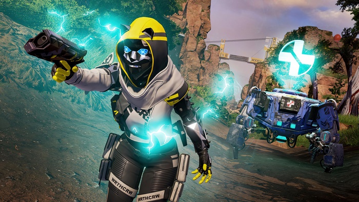 Wraith from Apex Legends with a robot
