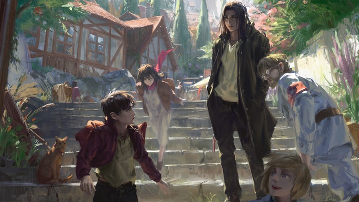 Attack on Titan Characters in a Village