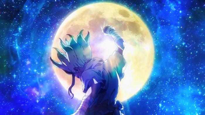 Senku Ishigami from Dr. Stone under the moon