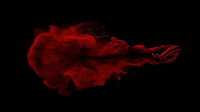 ROG logo emerging from red smoke 4K