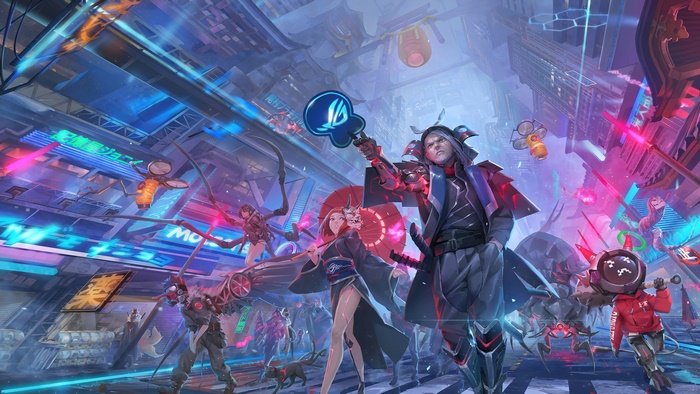 Cyberpunk Night City with Rog and Yokai Monsters