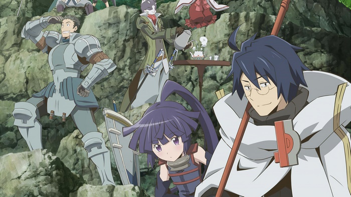 Log Horizon characters Shiroe, Akatsuki, and Naotsugu