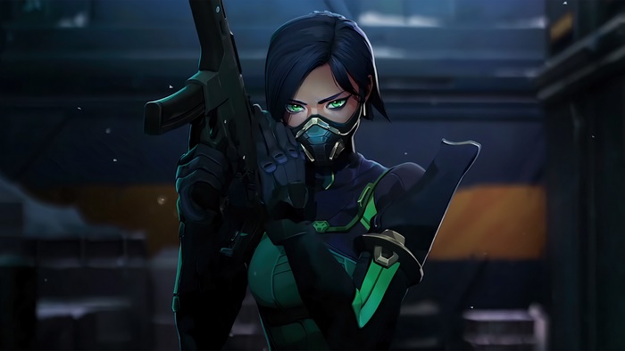 Viper from Valorant in Tactical Gear Holding Rifle