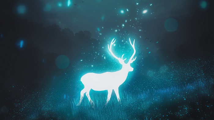 Glowing Deer in a Dark Fantasy Forest 4K