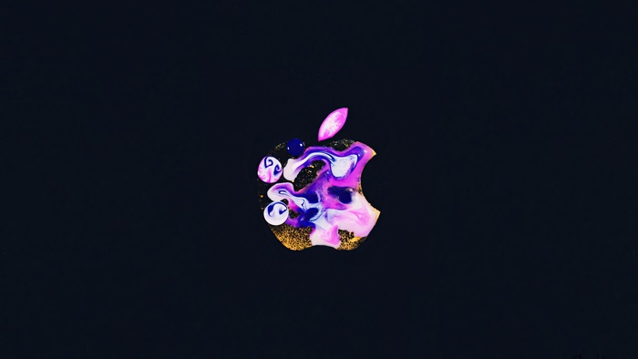 Apple logo with colorful paint