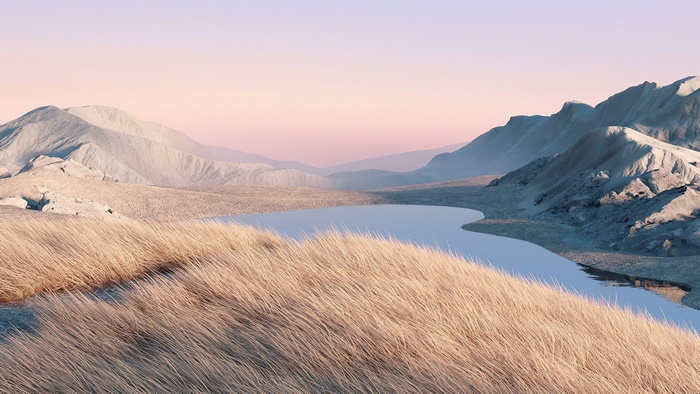 Mountain and Lake Landscape Scenic View at Sunset