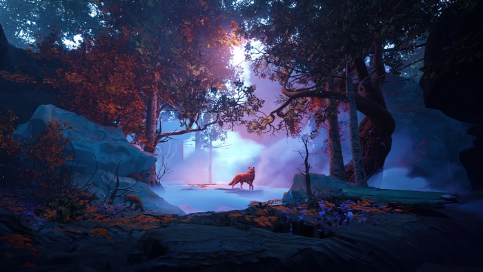Fox in a misty forest scenery 4K