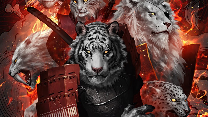 Fantasy Samurai Warriors with Big Cats 4K