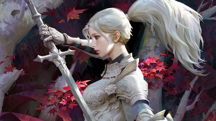Fantasy warrior girl with sword in 4K