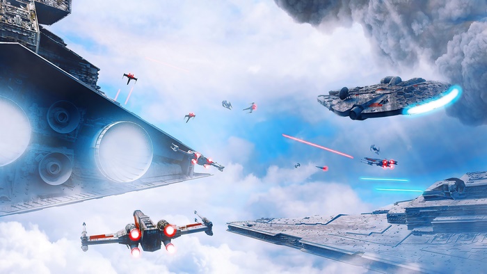 Star Wars Battle with Starships and Cruisers 4K