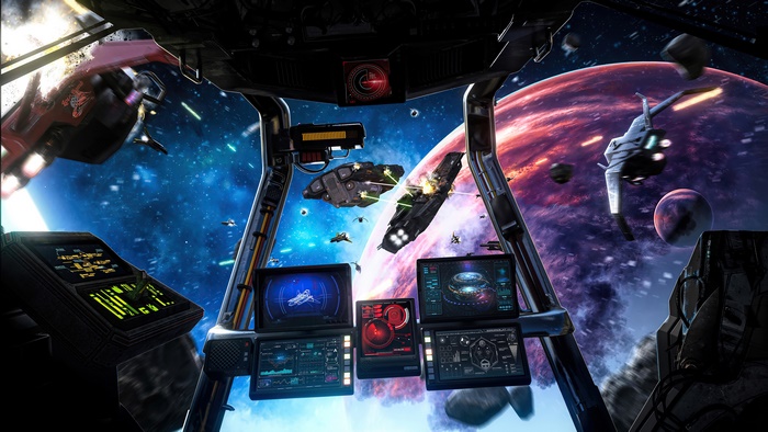 Spacecraft battle in sci-fi 4K