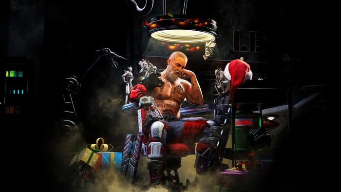 Cyberpunk Santa Claus in Sci-Fi Setting 4K