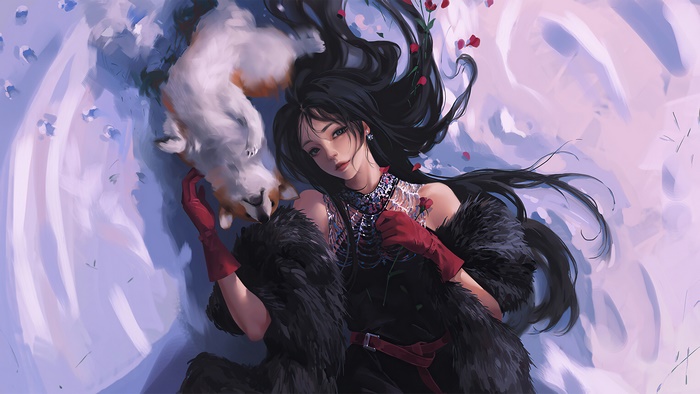 Girl with Corgi in Fantasy Art 4K