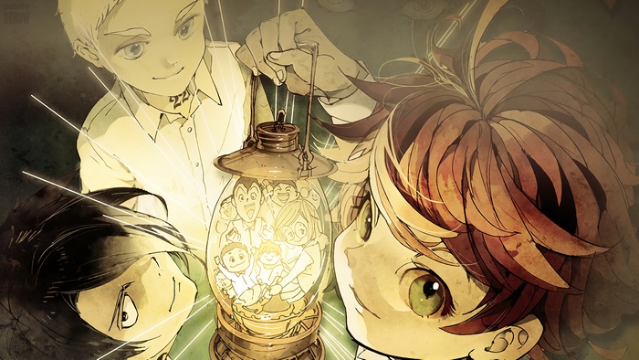The Promised Neverland Characters Emma, Ray, and Norman
