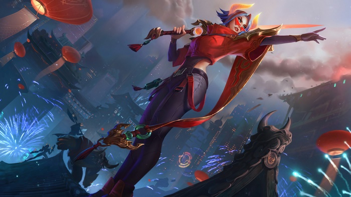 Fiora from League of Legends Lunar Beast Splash Art