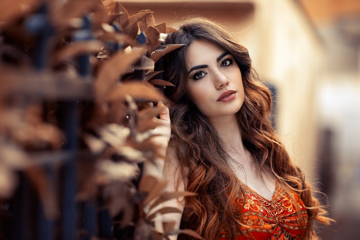 Brunette Model with Flowing Hair