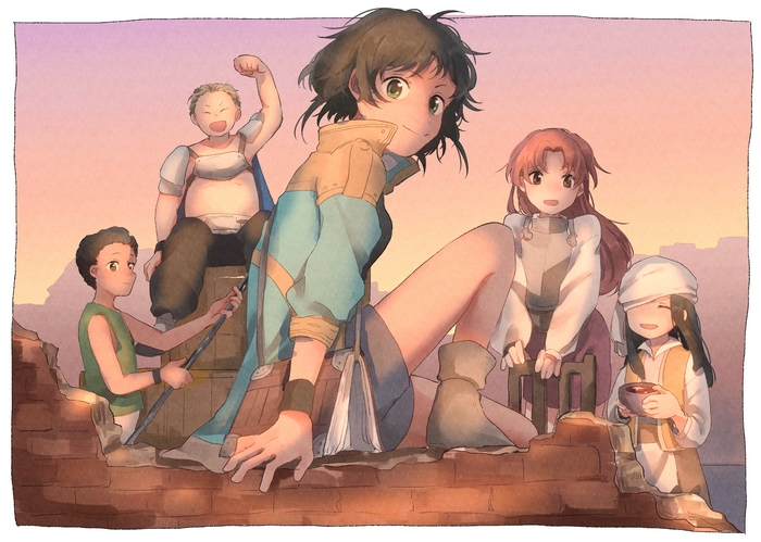To Your Eternity characters Uroy, Oopa, Tonari, Sandel, Mia