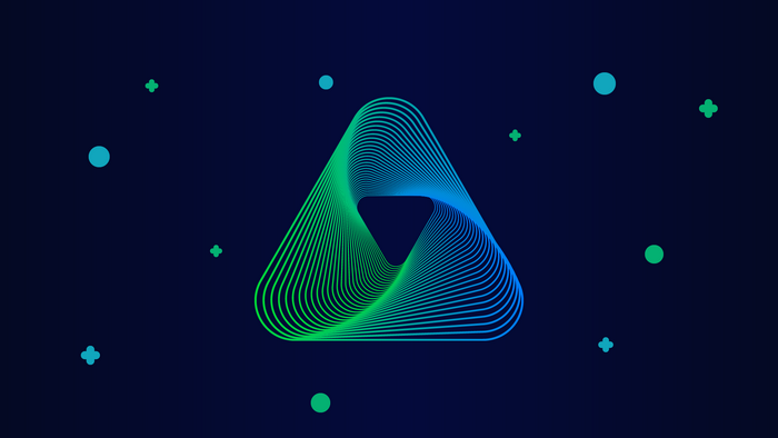 Abstract geometric gradient triangle with dots and crosses