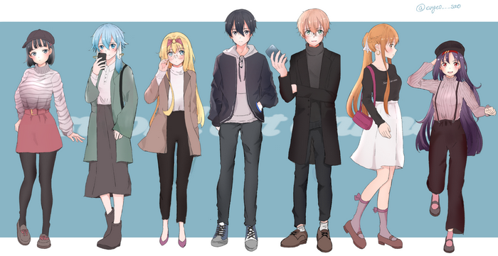 Sword Art Online characters in modern outfits