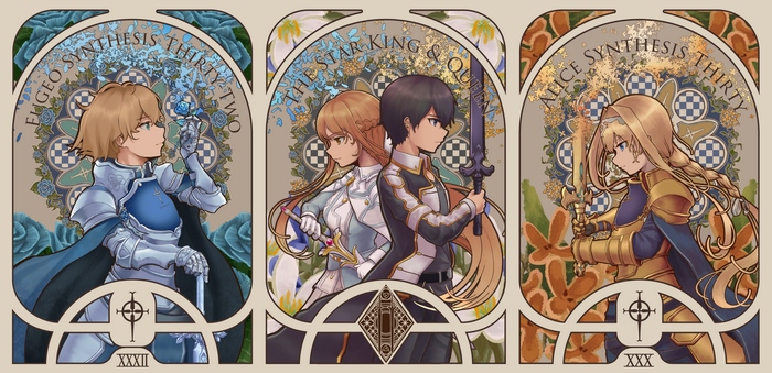Sword Art Online: Eugeo, Kirito, Asuna, and Alice