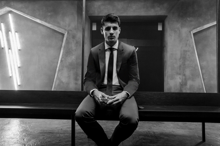 Álvaro Morata in a suit