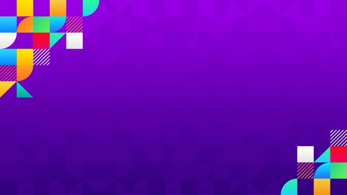 Abstract geometric shapes on purple gradient background