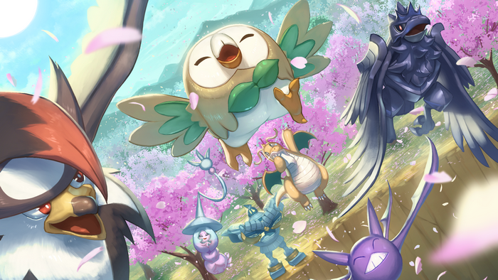 Vibrant Pokémon Scene with Golurk and Friends