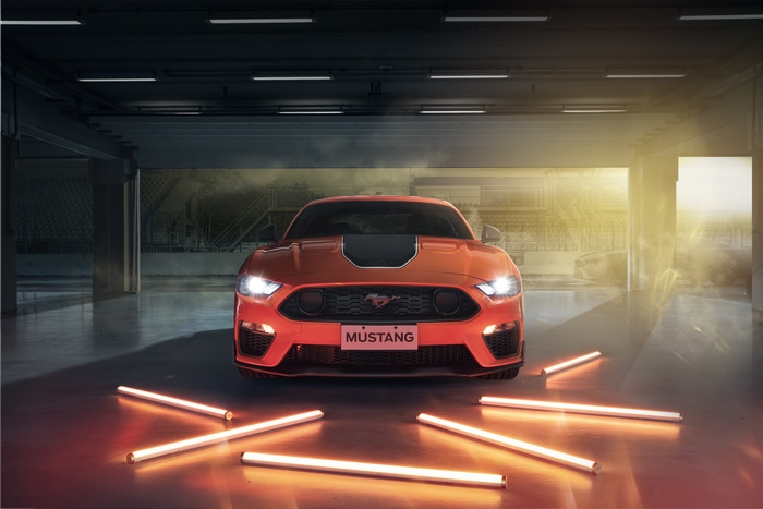 Orange Ford Mustang Mach 1