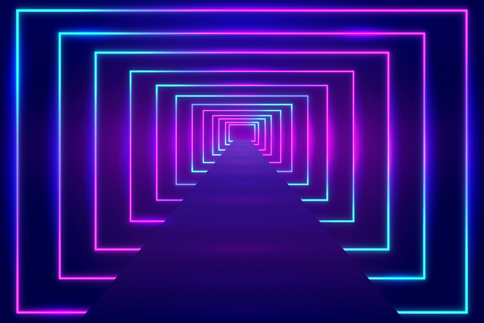 Artistic Neon Tunnel with Vibrant Lights