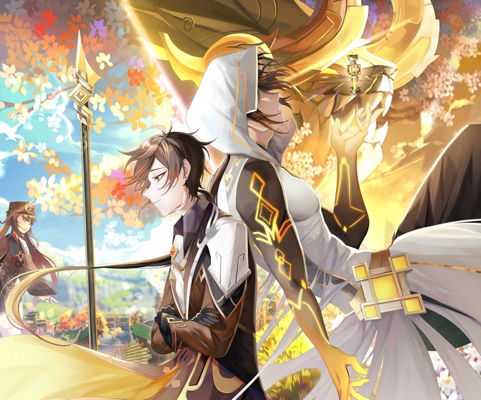 Genshin Impact Hu Tao and Zhongli