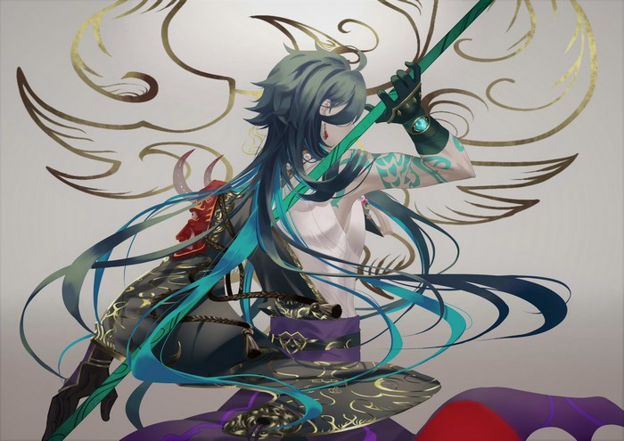 Xiao Genshin Impact with Mask and Spear