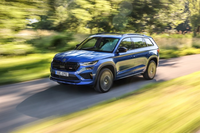 2021 Skoda Kodiaq RS SUV driving on a road