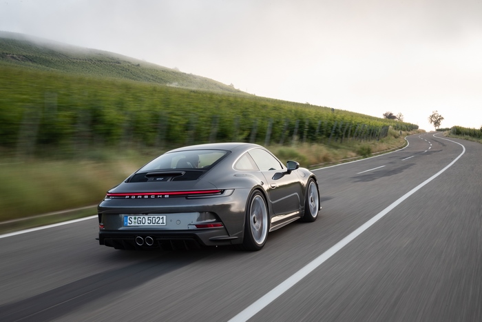 2021 Porsche 911 GT3 Touring on a winding road