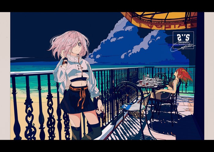 Mash Kyrielight and Fujimaru Ritsuka from Fate/Grand Order at the beach