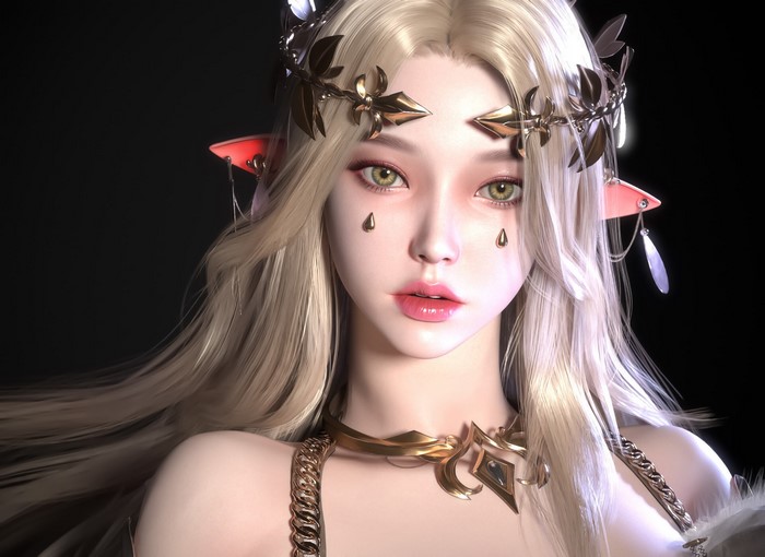Fantasy elf girl with blonde hair and crown