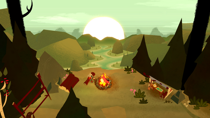 Characters by campfire in Bloodroots