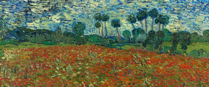Poppy Field with Cypress Trees by Vincent van Gogh