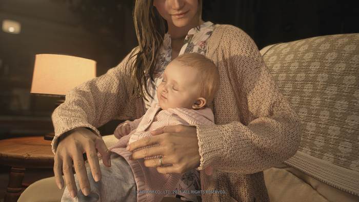 Rose Winters holding baby Rose Winters from Resident Evil 8: Village