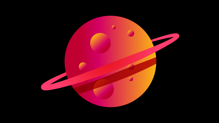 4K minimalist planet with rings and moons