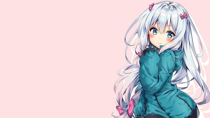 #4513966 Izumi Sagiri, silver hair, Eromanga-sensei, navels, white ...