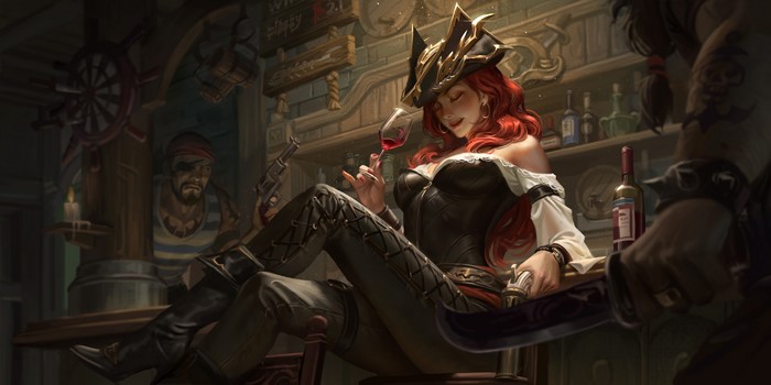 Miss Fortune from League of Legends in a pub
