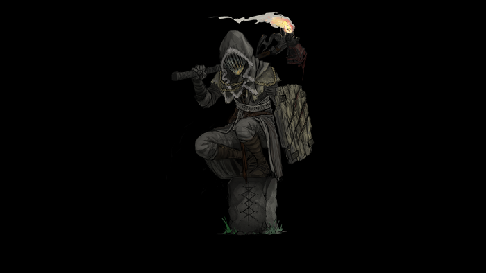 Hunter from Bloodborne with axe and shield