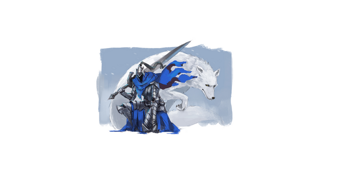 Artorias the Abysswalker and Great Grey Wolf Sif from Dark Souls