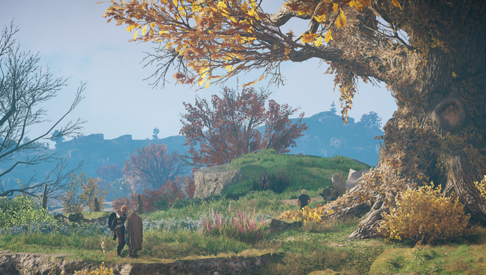Eivor from Assassin's Creed Valhalla in a landscape